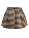 2PCS Braun 1960er Gingham Plaid Plissiertes Weste & Rock