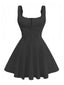 1960er Solide Spitze Träger Schnürung Skater Kleid