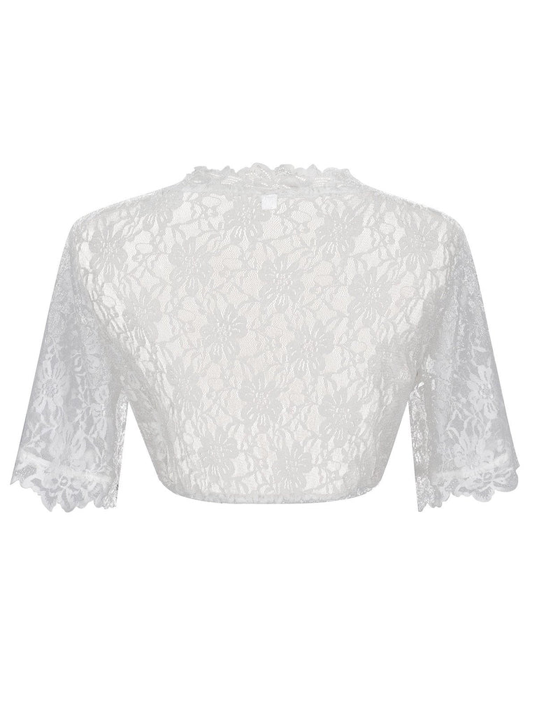 3PCS Grün 1950er Oktoberfest Dirndl Spitze Top & Jacquard Schleife Kleid