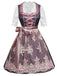 3PCS Rosa 1950er Oktoberfest Dirndl Spitze Top & Stickerei Schleife Kleid