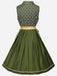 2PCS Grün 1950er Oktoberfest Dirndl Schleife Blumen Kleid & Stickerei Schürze