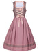2PCS Nebelrose 1950er Oktoberfest Dirndl Blumen Satin Kleid & Schürze