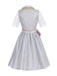 3PCS Hellgrau 1950er Oktoberfest Dirndl Blumen Spitze Top & Schnürung Kleid