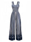 Blau 1930er Vertikale Streifen Palme Bäume Jumpsuit