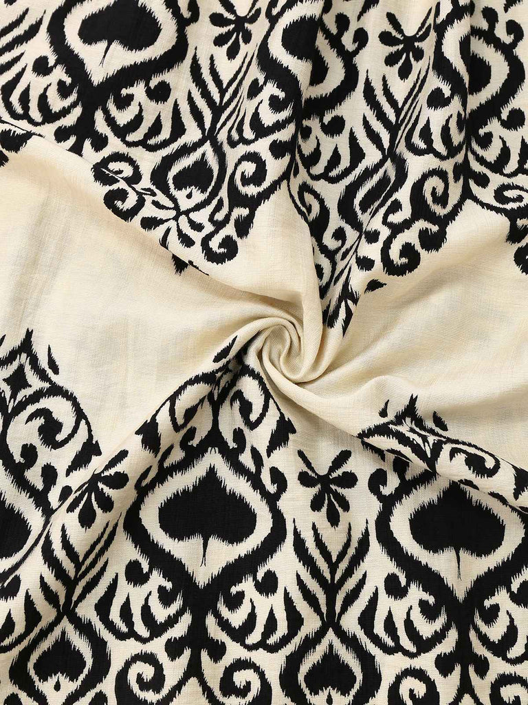 Aprikose 1970er V-Ausschnitt Pik Drucke Flügelärmel Kleid