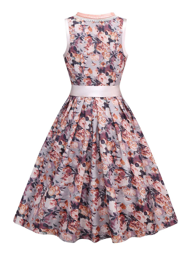 2PCS Multicolor 1950er Oktoberfest Dirndl Blumen Dirndl Kleid & Schürze