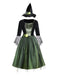 Grün 1950er Der Zauberer von Oz Wicked Witch 3D-Blumen Kleid