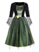 Grün 1950er Der Zauberer von Oz Wicked Witch 3D-Blumen Kleid