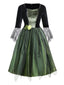 Grün 1950er Der Zauberer von Oz Wicked Witch 3D-Blumen Kleid