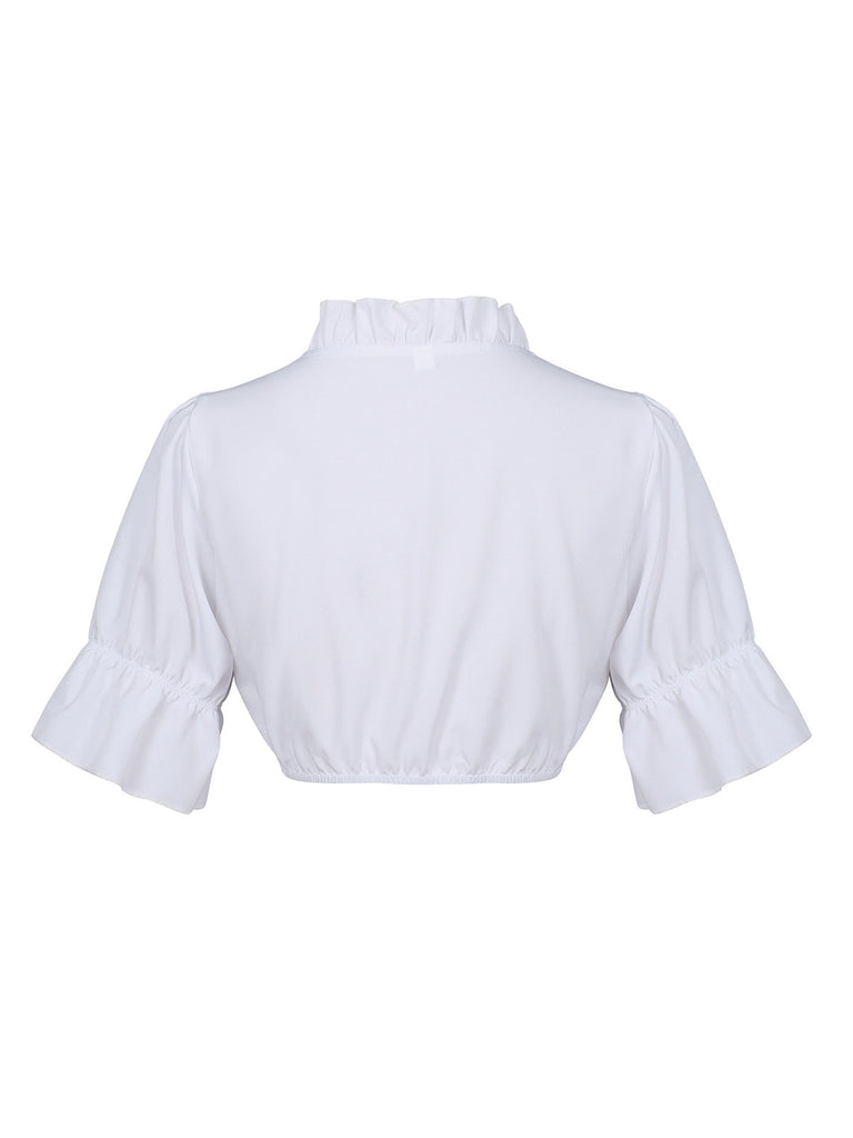 3PCS Rosa 1950er Oktoberfest Dirndl Puffärmel Top & Besticktes Schnürung Kleid