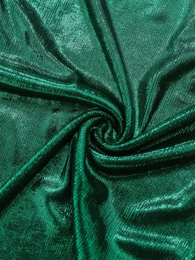 Grün 1970er Geknotetes Hollow Glänzend Jumpsuit