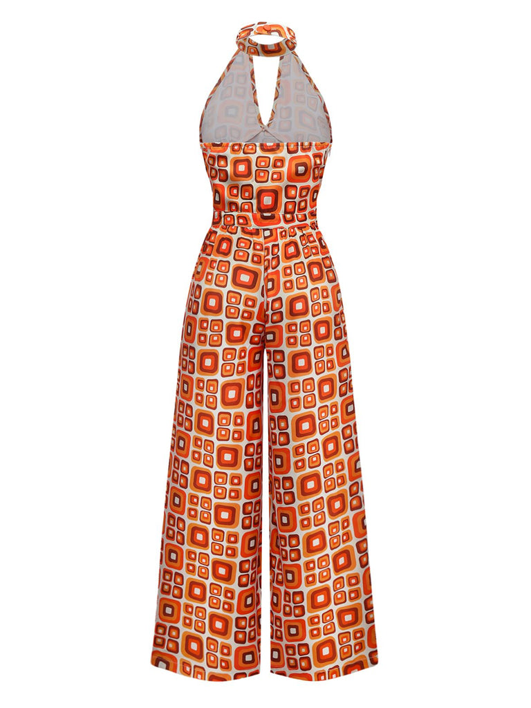 1960er Stehkragen Geometrisch Hippie Jumpsuit