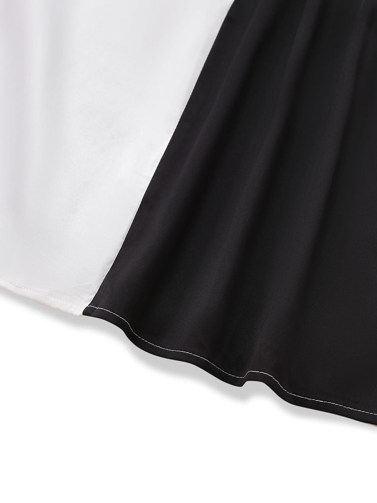 1960er Schwarz & Weiß Farbblock Kleid