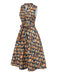 [Vorverkauf] Multicolor 1950er Bücherregal Druck Stehkragen Kleid