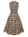 [Vorverkauf] Multicolor 1950er Bücherregal Druck Stehkragen Kleid