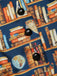[Vorverkauf] Multicolor 1950er Bücherregal Druck Stehkragen Kleid