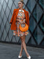 Orange 1960er Gänseblümchen Peter Pan Kragen Kleid