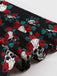 Schwarz 1950er Halloween Schädel Rosen Halter Kleid