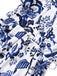 Blau 1950er Blau-Weiß-Porzellan Blumen Gürtel Romper