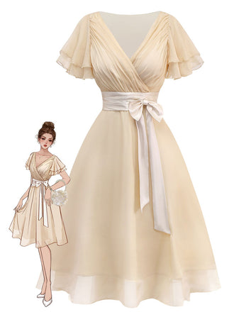 Sekt 1950er Satin Tüll Cocktail Kleid
