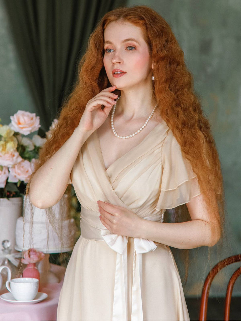 Sekt 1950er Satin Tüll Cocktail Kleid