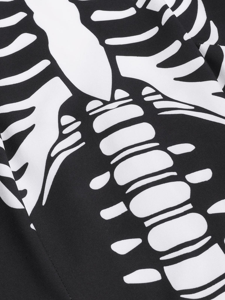 Schwarz & Weiß 1930er Halter Schädel Netz Fischschwanz Kleid