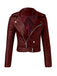 1980er Solide Revers PU Leder Gürtel Kurze Jacke