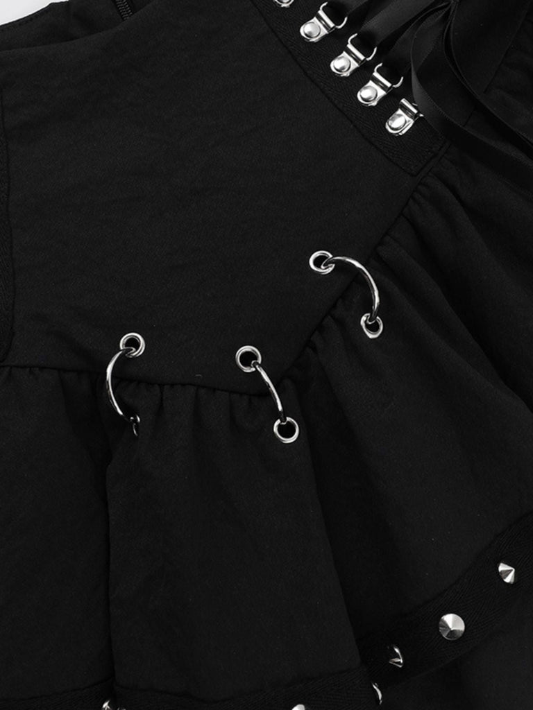 Schwarz 1980er Punk Metall Geschmack Schnürung Rock