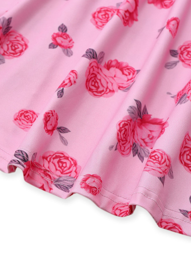 Rosa 1930er Rose Wasserfallausschnitt Fischschwanz Kleid