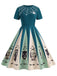 [Vorverkauf] Blau 1950er Halloween Spinnennetz Druck Patchwork Kleid