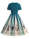 [Vorverkauf] Blau 1950er Halloween Spinnennetz Druck Patchwork Kleid