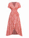 Rot 1940er Boho Blumen Wickel Kleid