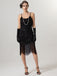 1920er Spaghetti Träger Pailletten Quaste Flapper Kleid