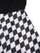 Schwarz 1950er Halloween Check Kleid & Leder Korsett