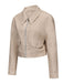 1950er Solide Revers Leder Langarm Jacke