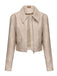 1950er Solide Revers Leder Langarm Jacke