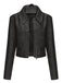 1950er Solide Revers Leder Langarm Jacke