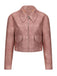 1950er Solide Revers Leder Langarm Jacke
