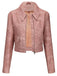 1950er Solide Revers Leder Langarm Jacke