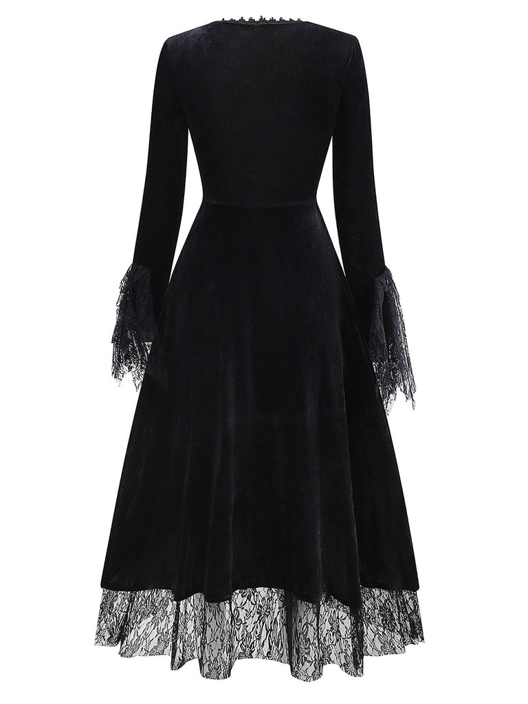 Rot 1930er Halloween Vampir Königin Schnürung Kleid