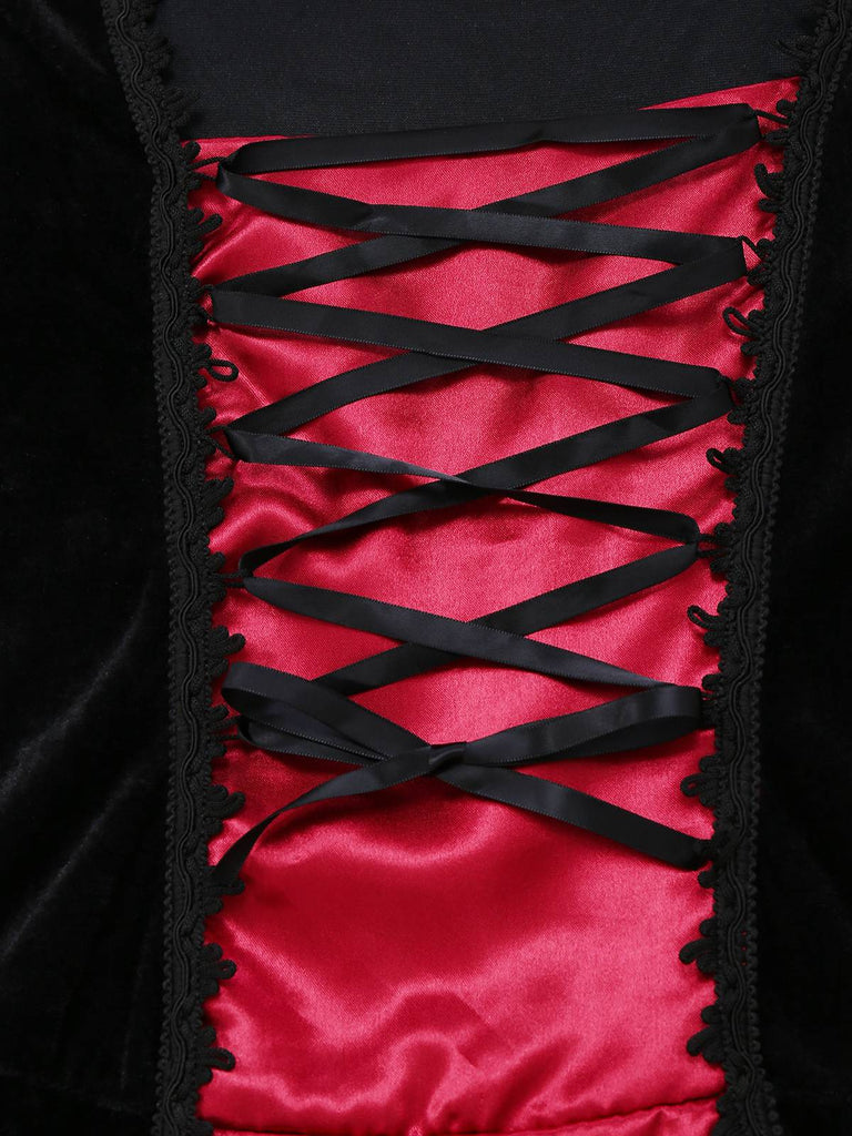 Rot 1930er Halloween Vampir Königin Schnürung Kleid