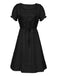 1940er Punk Gothic Puffärmel Rüschen Kleid