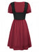 1940er Punk Gothic Puffärmel Rüschen Kleid