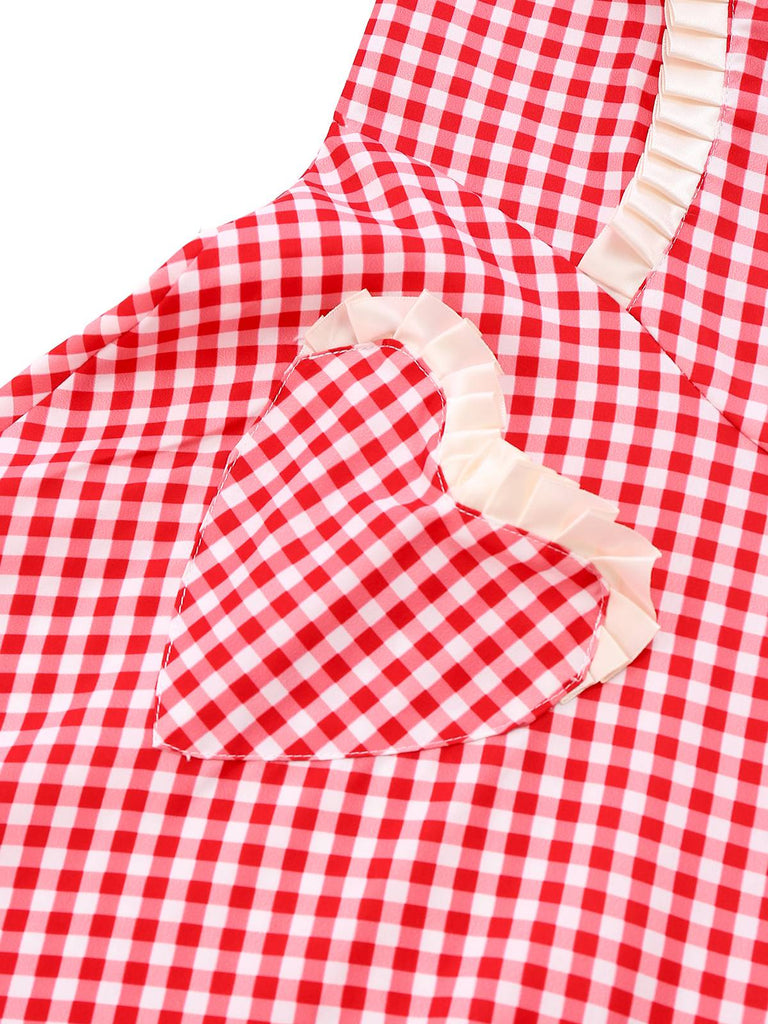 Rot 1960er Plaid Herz Tasche Halter Kleid