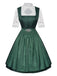 3PCS Grün 1950er Oktoberfest Dirndl Schlüsselloch Spitze Top & Kleid