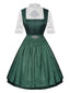 3PCS Grün 1950er Oktoberfest Dirndl Schlüsselloch Spitze Top & Kleid