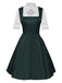 3PCS Grün 1950er Oktoberfest Dirndl Schlüsselloch Spitze Top & Kleid