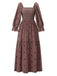 1940er Besticktes Blumen Laternenärmel Kleid