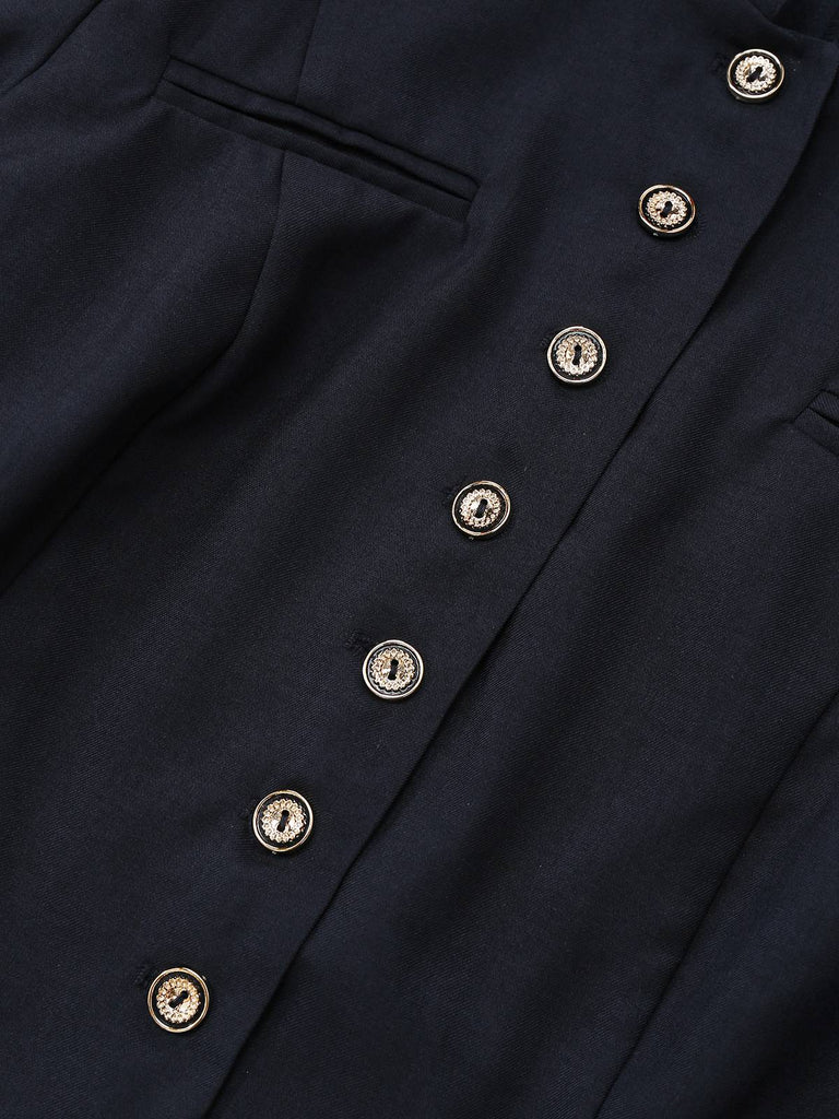 Schwarz 1950er Oktoberfest Stehkragen Langarm Jacke