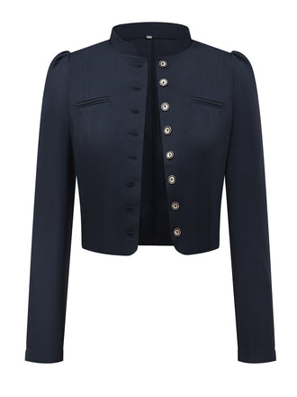Schwarz 1950er Oktoberfest Stehkragen Langarm Jacke